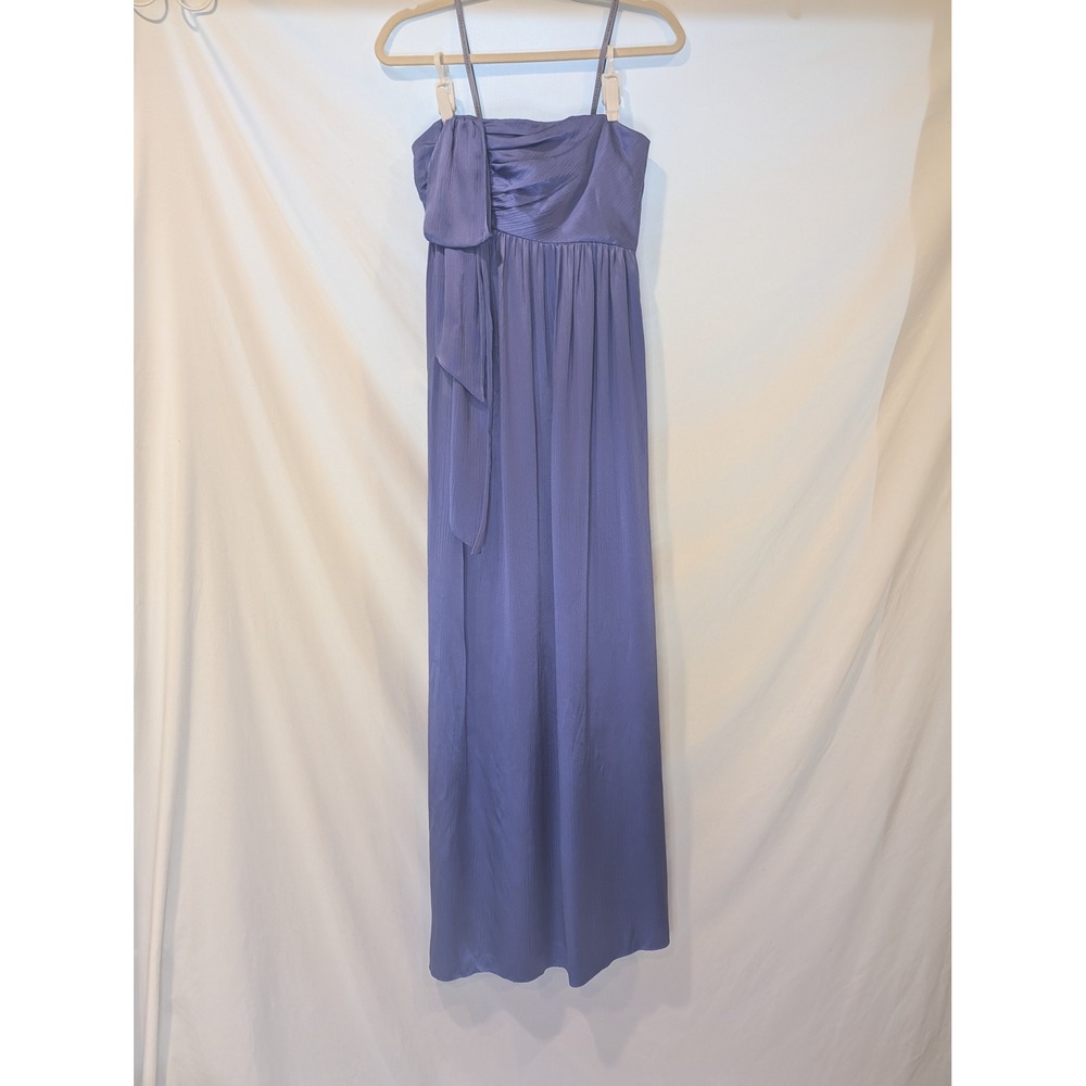 Vera Wang Lavender Label Silk Maxi Dress Periwinkle Purple Side Bow Gown Size 4